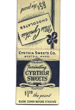 Fascinating Cynthia Sweets Boston, Mass. Matchbook Cover picture