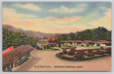 Manitou Springs Colorado Elk Motel Linen Postcard picture