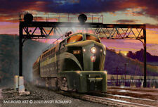 PRR SHARK CLIMBS HORSE SHOE CURVE, LIMITED EDITION PRINT, RR ART BY ANDY ROMANO picture