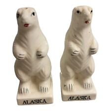 Vintage Alaska Polar Bear Salt and Pepper Shakers Nature Tourist Glacier picture