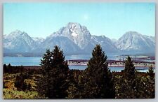 Mt Moran Jackson Lake Signal Mt Grand Teton National Park WY Postcard UNP VTG picture