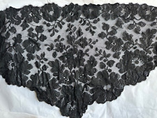 Superb Antique Victorian handmade CHANTILLY LACE SHAWL 136cm by 40cm picture