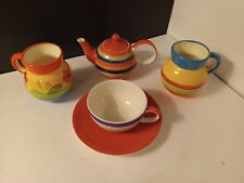 Whittard Of Chelsea “TEA FOR ONE” Teapot Cup & Saucer Set Colorful Stripe Design picture