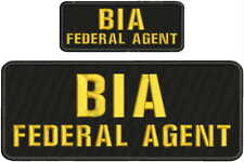 BIA F AGENT EMBROIDERY PATCH 4X10 AND 2X5 HOOK ON BACK BLK/GOLD picture
