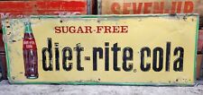 1960s Diet-Rite Cola Sugar Free Soda Embossed Metal Sign 12