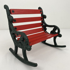 Decorative Miniature Holiday Wood Cast Iron Park Bench Rocker 6 Inch, Red/Green picture