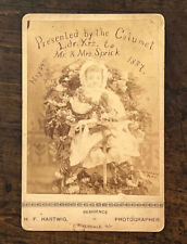 Unusual Doll Floral Throne Antique Cabinet Card Photograph, c. 1887 May Eerie picture