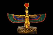 BEAUTIFUL ANCIENT EGYPTIAN STATUE Isis Winged Power Health Goddess of Fertility  picture