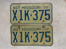 MISSOURI LICENSE PLATE PAIR OF PLATES  1972 OCTOBER 1972 X1K 375 picture