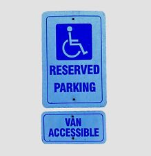 Reserved Handicap Parking Sign Vtg Wheelchair ADA Aluminum 12x18 Van Accessible picture