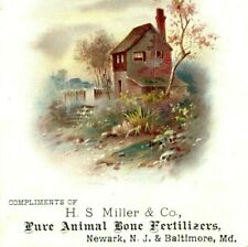 c1880s Newark Baltimore Pure Animal Bone Fertilizer Farm House Trade Card MD C11 picture