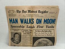 Vintage MAN WALKS on MOON July 21 1969 Des Moines Register Newspaper picture