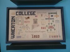 Vintage WHEATON college 1992 Enroidered Framed Art picture