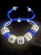 Divine 9 Inspired Sorority Zeta Phi Beta Adjustable Bracelet Blue/White- 0218 picture