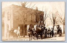 K3/ Goshen Indiana RPPC Postcard c1910 Fire Department Horse Wagon  185 picture