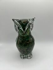 Rare Vintage Green With Gold Speckle signed  Kraft glass owl Paperweight picture