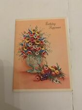 Vintage 1960's Birthday Happiness Birthday Greeting Card Flowers picture