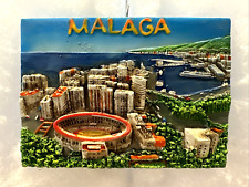 Malaga Spain City Bullring Hand Carved 3D Effect Hand Painted Tile Ornament 4.25 picture