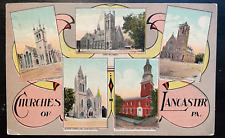 Vintage Postcard 1916 Churchs of Lancaster, PA. picture
