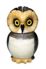 4” Alabaster Owl Figurine Rock Bird Hand Painted by Ducceschi Vtg Italy picture