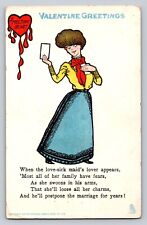 1906 Raphael Tuck Woman Melting Heart Valentines Day P341 picture