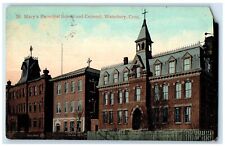 1911 St. Mary's Parochial School And Convent Waterbury Connecticut CT Postcard picture