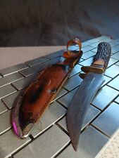 Vintage Schrade USA 498 Fixed 5” Blade Knife with leather Edge Mark Sheath picture