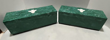 Vintage Marbleized Green Plastic Vanity box 2pc set picture