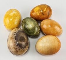 Set of 6 Hand-Carved Alabaster Eggs picture