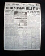 USS AKRON ZRS-4 Helium Rigid U.S. Navy Airship CRASH Disaster 1933 old Newspaper picture