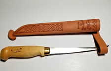 J. Marttini Finland Signed Fish Filet Knife Wood Handle Leather Sheath picture