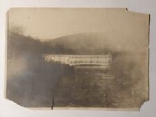 Antique Photo Downsville, NY Dam View Vintage Lake Delaware County Damaged  picture