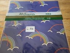 Vintage Cleo Gift Wrap Wrapping Paper Rainbows USA All Occasion NOS NEW Colorful picture