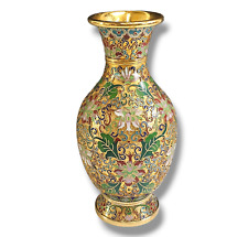 Vintage Chinese Raised Cloisonné Vase Gold Lotus and Vine 20th Century 8