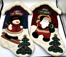 Vintage CottageCore Christmas Stockings Farmhouse Fabric Pieced Hang or Decor picture