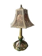 ANIQUE  EXCLUSIVE VICTORIAN CAST IRON LAMP WITH SHADE  EXCELLENT CONDITION picture