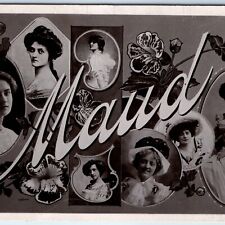 1907 Maud Women's Name RPPC Lovely Ladies Rapid Real Photo PC H.H Elsom RPO A173 picture