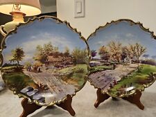 SALE RARE LS&S AUSTRIA HAND PAINTED  SIGNED SET OF TWO PLATES ARTIST SIGNED picture