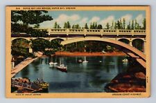Depoe Bay OR-Oregon, Depoe Bay and Bridge, Antique Vintage c1948 Postcard picture