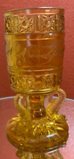 Eapg Vintage Koi Fish Amber Glass Toothpick Holder picture