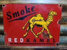 VINTAGE RED KAMEL PORCELAIN SIGN SMOKE CIGARETTE TOBACCO PIPE SMOKING COMPANY picture
