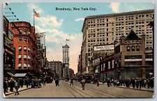 Broadway New York City Nyc Trolley Postcard picture