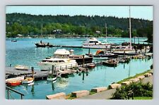 Northeast Harbor ME-Maine Dock Boats Cabin Cruiser Vintage Souvenir Postcard picture