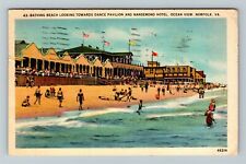 Norfolk VA-Virginia, Bathing Beach, Nansemond Hotel Vintage Souvenir Postcard picture