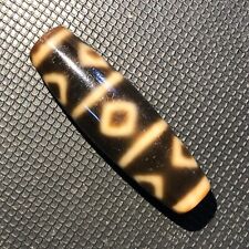 Unique Magic Tibetan Old Agate Ivory Color King Kong 9Eye totem dZi Bead 13*42mm picture