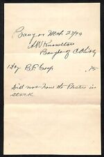 1899 A.W. Knowlton* Newburgh, ME Hand Written Receipt for 
