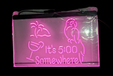 It's 5 Five O'clock Somewhere LED Neon Sign Cocktails Beer Home Bar  12”x8” picture