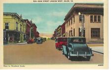 Postcard Main Street Looking West Salem, Va. Lithograph Buildings Cars Signs EUC picture