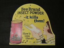 1925 Bee Brand Insect Powder counter advertising display Sign 11x11