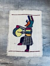 Vintage Native American Hopi Kachina Doll Wool Fiber Wall Art Man With Drum picture